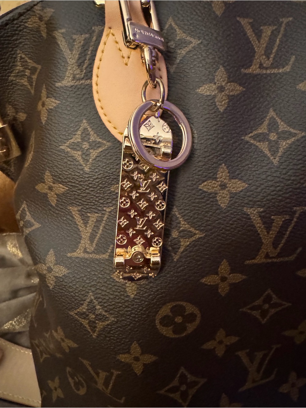 Louis Vuitton Brown Monogram Canvas Gold-Tone Key & Card Holder Charm